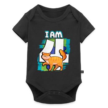 I am 4 cat - Baby Premium short-sleeve bodysuit - black - Front