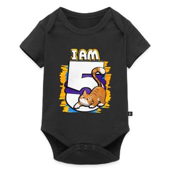 I am 5 cat - Baby Premium short-sleeve bodysuit - black - Front