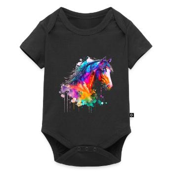 Idée passion chevaux cavalière aquarelle splash - Body à manches courtes Premium Bébé - noir - Devant