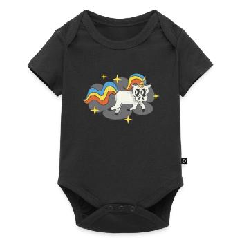 Unicorn Skull Badge Funky Rainbow - Baby Premium short-sleeve bodysuit - black - Front