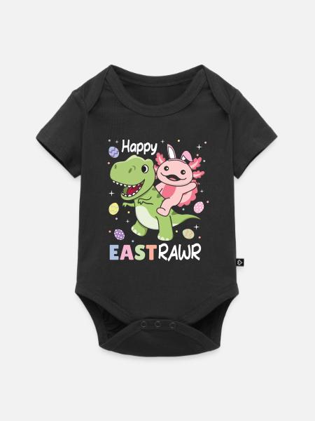 happy eastrawr Axolotl Ostern Trex Wortspiel - Baby Premium Kurzarmbody - Schwarz