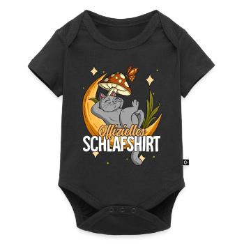 Offizielles Schlafshirt Katze Mond - Baby Premium Kurzarmbody - Schwarz - Vorne