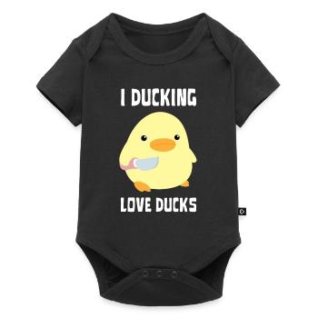 Duckin Love Ducks Duck with knife Ente mit Messer - Baby Premium short-sleeve bodysuit - black - Front