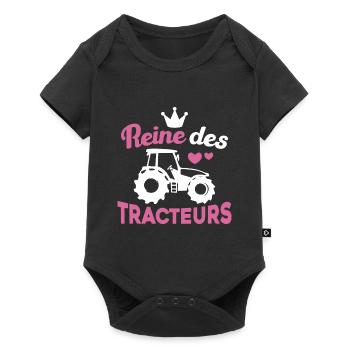 Drôle Femme Reine Agricultrice Tracteur Cadeau - Body à manches courtes Premium Bébé - noir - Devant