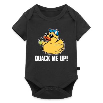 Lustiger Gummienten Spruch - Baby Premium Kurzarmbody - Schwarz - Vorne
