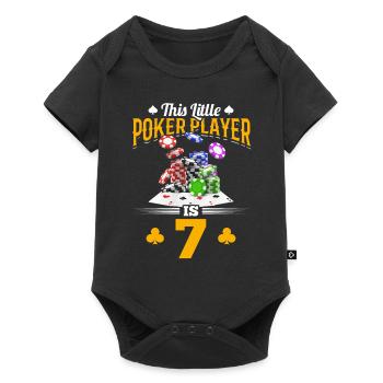 Poker Player 7th Birthday This Little Poker Player - Baby Premium Kurzarmbody - Schwarz - Vorne