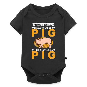 Pig Gift Farmer Pig - Baby Premium short-sleeve bodysuit - black - Front