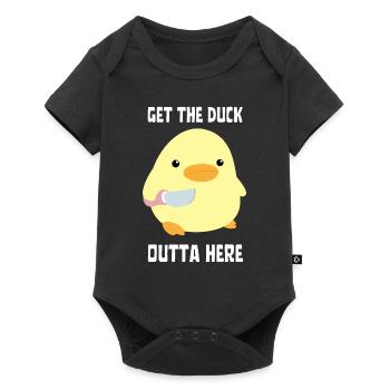 Duck And Cover - Duck with knife Ente mit Messer - Baby Premium short-sleeve bodysuit - black - Front
