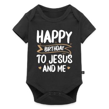 Joyeux anniversaire pour Jésus et moi plus religieux - Body à manches courtes Premium Bébé - noir - Devant