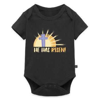 Il est ressuscité le dimanche de Pâques Jésus - Body à manches courtes Premium Bébé - noir - Devant
