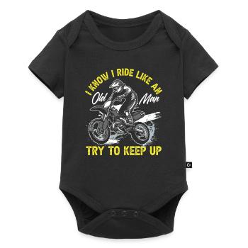 Motocross Alter Mann Dirt Bike - Baby Premium Kurzarmbody - Schwarz - Vorne