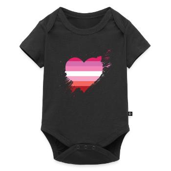 Pride LGBTQ Herz Lesbisch - Baby Premium Kurzarmbody - Schwarz - Vorne