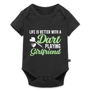 Life is better with a dart-playing fre - Baby Premium short-sleeve bodysuit - black - Front