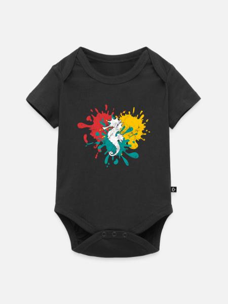 Seepferdchen - Baby Premium Kurzarmbody - Schwarz