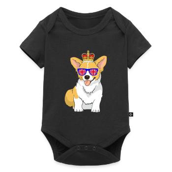 Corgi Dog Queen Elizabeth II British Crown - Baby Premium short-sleeve bodysuit - black - Front