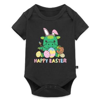 happy easter sweet dragon Easter with Easter eggs - Baby Premium short-sleeve bodysuit - black - Front