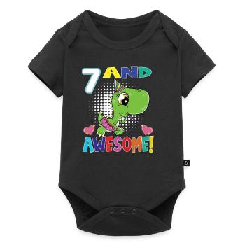7 Et génial anniversaire T Rex Girl Dinosaur - Body à manches courtes Premium Bébé - noir - Devant