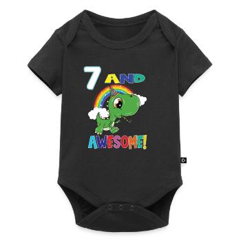 7 Et génial anniversaire Dino Boy - Body à manches courtes Premium Bébé - noir - Devant