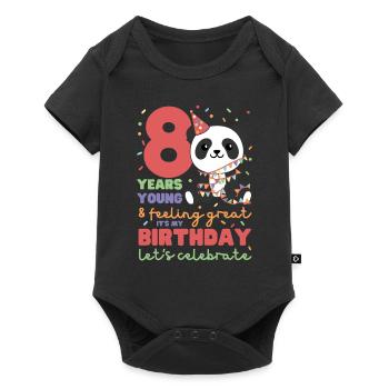 Panda pour les enfants de 8 ans de huit ans - Body à manches courtes Premium Bébé - noir - Devant