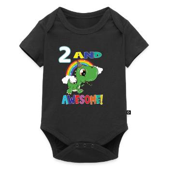 2 And Awesome Birthday Dino Boy - Baby Premium short-sleeve bodysuit - black - Front