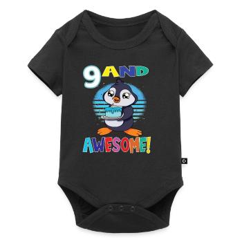 9 And Awesome Birthday Penguin Birthday Cake - Baby Premium short-sleeve bodysuit - black - Front