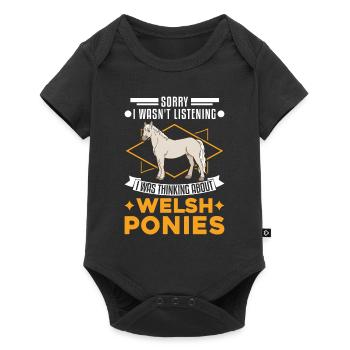 Cadeau de poney gallois - Body à manches courtes Premium Bébé - noir - Devant