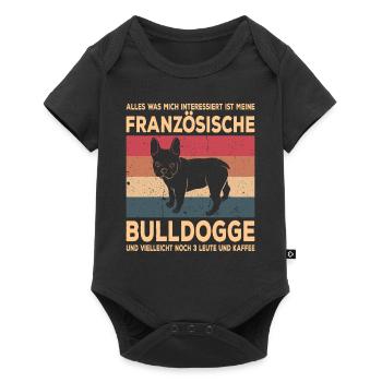 Französische Bulldogge French Bulldog Frenchie - Baby Premium Kurzarmbody - Schwarz - Vorne