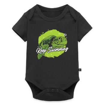 Keep Swimming Riesenschildkröte Landschildkröte - Baby Premium Kurzarmbody - Schwarz - Vorne