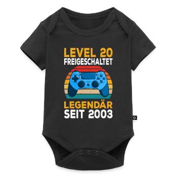 Level 20 freigeschalten Zocken Pc Zocker Gaming - Baby Premium Kurzarmbody - Schwarz - Vorne