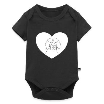 Cœur de tête de chien - Body à manches courtes Premium Bébé - noir - Devant