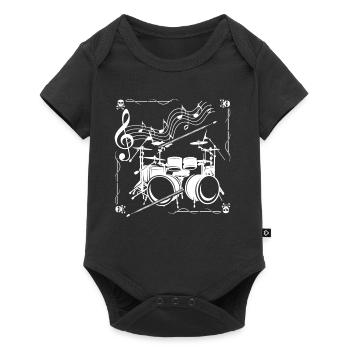 Batterie Notes de musique Batteur Musicien Tambour Batterie I - Body à manches courtes Premium Bébé - noir - Devant