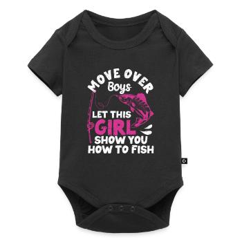 Move Over Boys Let This Girl Show You How To Fish - Baby Premium Kurzarmbody - Schwarz - Vorne