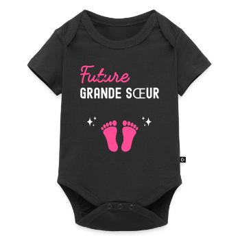 future grande sœur cadeau naissance grossesse - Body à manches courtes Premium Bébé - noir - Devant