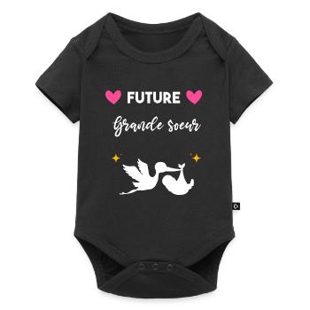 cadeau annonce grossesse future grande sœur - Body à manches courtes Premium Bébé - noir - Devant