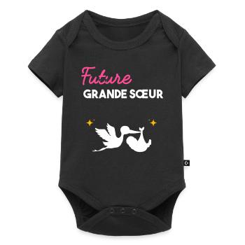 cadeau naissance grossesse future grande sœur - Body à manches courtes Premium Bébé - noir - Devant
