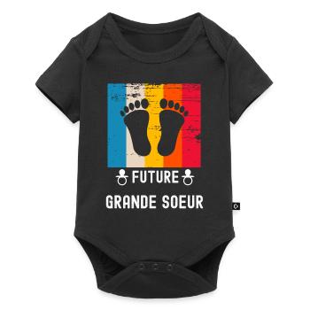 future grande sœur cadeau naissance vintage - Body à manches courtes Premium Bébé - noir - Devant