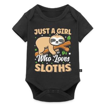 Just A Girl Who Loves Sloths Cute Kawaii Sleeping - Baby Premium short-sleeve bodysuit - black - Front