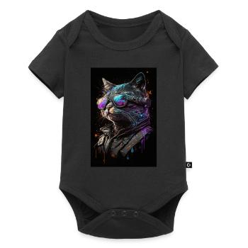 Cool Biker Cat - Baby Premium short-sleeve bodysuit - black - Front