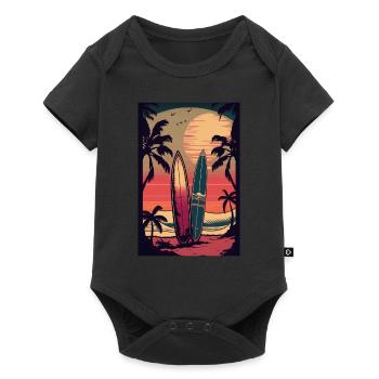 Style Rétro Surf - Body à manches courtes Premium Bébé - noir - Devant