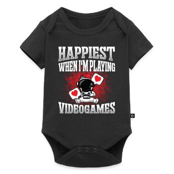 Happiest when i'm Playing Videogames - Baby Premium short-sleeve bodysuit - black - Front