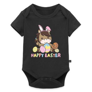 joyeuse Pâques doux cheval de Pâques avec des œufs de Pâques - Body à manches courtes Premium Bébé - noir - Devant