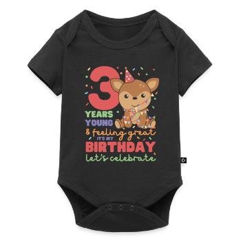 Deer for 3rd birthday Children three years old - Baby Premium short-sleeve bodysuit - black - Front