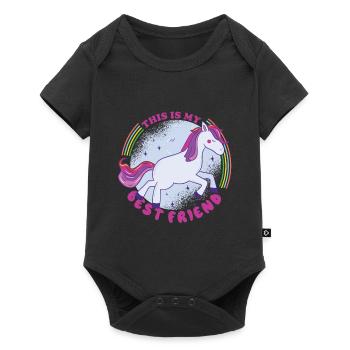 KINDER PFERDE DESIGN I THIS IS MY BEST FRIEND - Baby Premium Kurzarmbody - Schwarz - Vorne