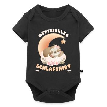 Offizielles Schlafshirt, Faultier, Blumen, Mond - Baby Premium Kurzarmbody - Schwarz - Vorne
