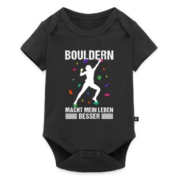 Bouldern Mädchen Klettern macht mein Leben besser - Baby Premium Kurzarmbody - Schwarz - Vorne