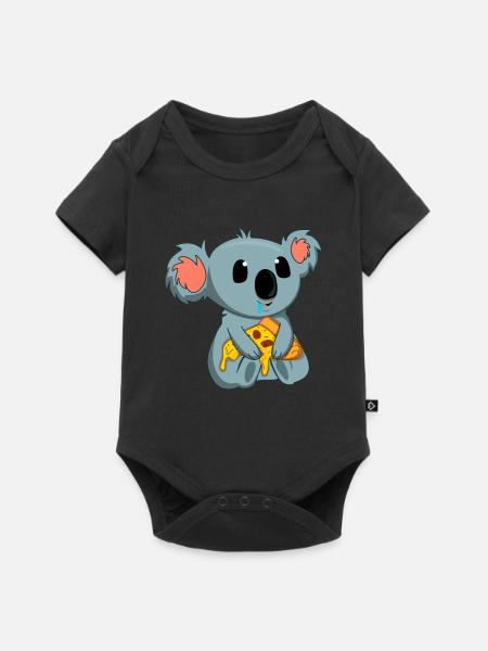 Pizza-Esser Koala-Liebhaber Tier Koala-Bär - Baby Premium Kurzarmbody - Schwarz