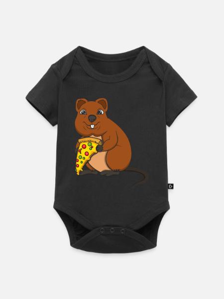 Pizzaflüsterer Quokka-Liebhaber Wildtier Tier - Baby Premium Kurzarmbody - Schwarz