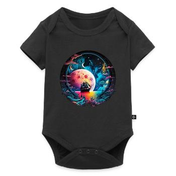 Fantasy Universum Planet Schiff Meer - Baby Premium Kurzarmbody - Schwarz - Vorne