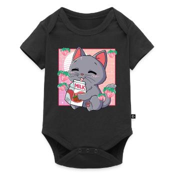 Kawaii Cat Strawberry Milk - Baby Premium short-sleeve bodysuit - black - Front