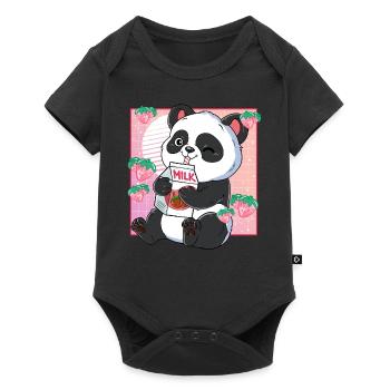 Kawaii Panda Strawberry Milk - Baby Premium short-sleeve bodysuit - black - Front